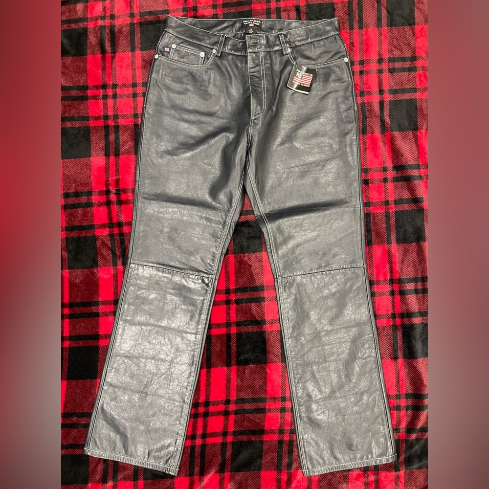 Vintage Navy Blue Ralph Lauren Leather Pants